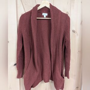 Market & Spruce Women's Textured Open-Front Cardigan - Rust - Size XS